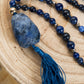 Mala Sodalite, Cristallo di Rocca, Pietra Guru Sodalite, Argento 925